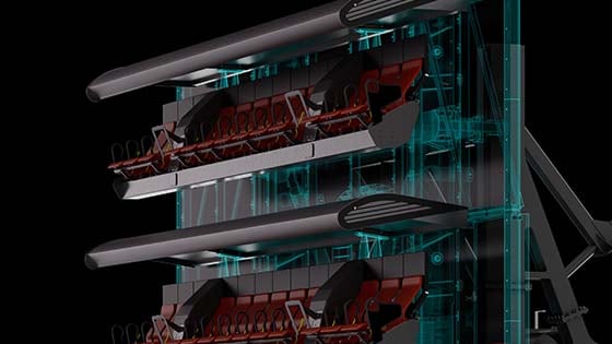 Dynamic structures of an amusement park ride 